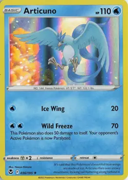Articuno Holo Holo Rare – SWSH12: Silver Tempest #036/195 Pokemon TCG - Image 1