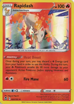 Rapidash Holo Holo Rare – SWSH12: Silver Tempest #022/195 Pokemon TCG - Image 1