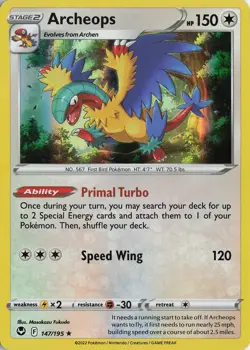 Archeops Holo Holo Rare – SWSH12: Silver Tempest #147/195 Pokemon TCG - Image 1