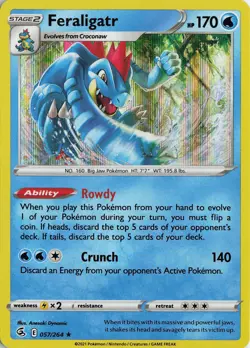 Feraligatr Holo Rare – SWSH08: Fusion Strike #057/264 Pokemon TCG - Image 1