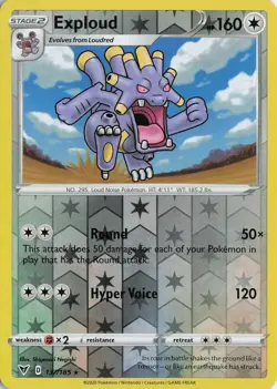 Exploud Reverse Holo Rare – SWSH04: Vivid Voltage #137/185 Pokemon TCG - Image 1