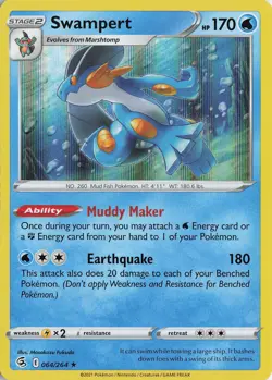 Swampert Holo Rare – SWSH08: Fusion Strike #064/264 Pokemon TCG - Image 1
