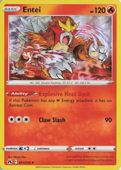 Entei Holo Rare – Crown Zenith #021/159 Pokemon TCG - Image 1