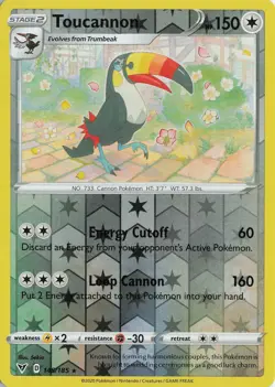 Toucannon Reverse Holo Rare – SWSH04: Vivid Voltage #145/185 Pokemon TCG - Image 1