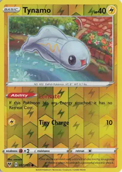 Tynamo Reverse Holo Common – SWSH04: Vivid Voltage #057/185 Pokemon TCG - Image 1