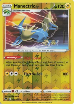 Manectric Reverse Holo Rare – SWSH04: Vivid Voltage #052/185 Pokemon TCG - Image 1