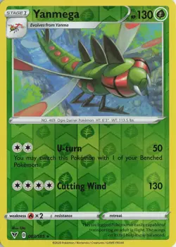 Yanmega Reverse Holo Rare – SWSH04: Vivid Voltage #007/185 Pokemon TCG - Image 1