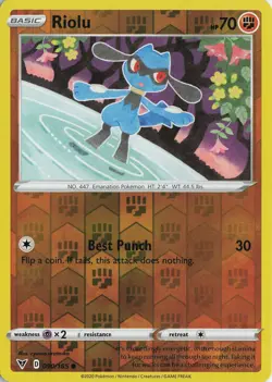 Riolu Reverse Holo Common – SWSH04: Vivid Voltage #090/185 Pokemon TCG - Image 1