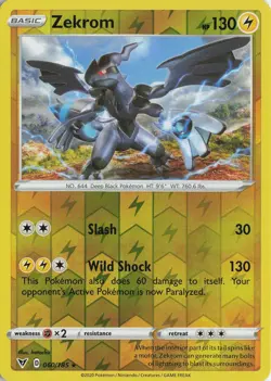 Zekrom Reverse Holo Holo Rare – SWSH04: Vivid Voltage #060/185 Pokemon TCG - Image 1