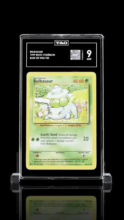 TAG 9 Bulbasaur Base Set 44/102 1999 Nintendo English Pokemon TCG 40 HP - Image 1