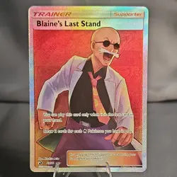 Pokemon Blaine's Last Stand Full Art Trainer Supporter Holo 69/70 2018 NM - Image 1