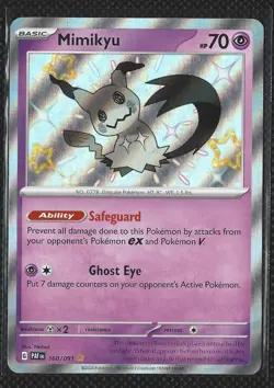 Pokemon Mimikyu TCG Paldean Fates 160/091 Baby Shiny Holo Rare - Image 1