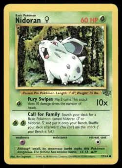 Pokemon Cards Nidoran F 57/64 UNLIMITED Jungle WOTC Common NM - Image 1