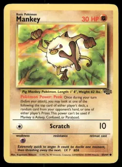 Pokemon Cards Mankey 55/64 UNLIMITED Jungle WOTC Common NM - Image 1