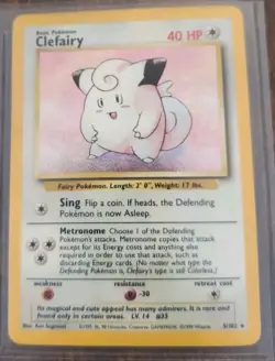 Pokemon Clefairy 005/102 Base Set Holo Rare English WOTC 1999 Card - Image 1