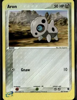 Aron Common Ruby and Sapphire 50/109 Metal Reverse Holo Pokemon Card - Image 1