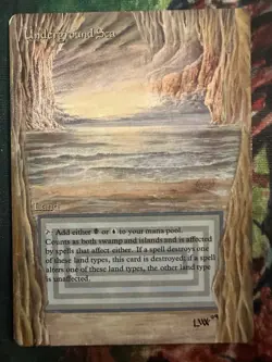 MTG Revised Underground Sea Altered Laura Van Wie. Dual Land. Kid Icarus. - Image 1