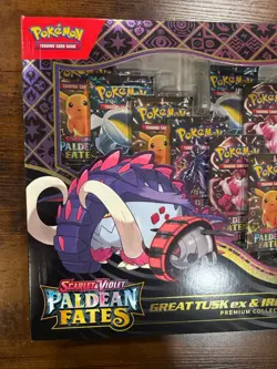 Pokemon Paldean Fates Great Tusk ex & Iron Treads ex Premium Collection Box - Image 3