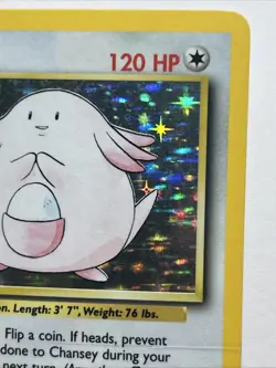 1999 Pokemon Chansey Unlimited Holo Rare Base Set 3/102 HP-DMG - Image 3