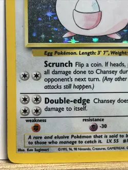 1999 Pokemon Chansey Unlimited Holo Rare Base Set 3/102 HP-DMG - Image 5