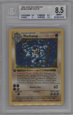 1999 Pokemon Shadowless Machamp Holo 1st Ed BGS 8.5 NM-MT+ (Strong 9.5 Corners) - Image 1