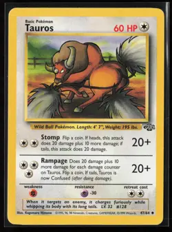 Tauros 47/64 Uncommon Jungle WOTC Vintage Pokemon LP - Image 1