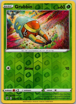 Pokemon - Grubbin 016/192 - Rebel Clash - Reverse Holo - NM/M - Image 1