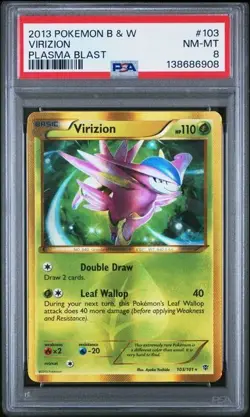 PSA 8 Virizion 103/101 B&W Plasma Blast Secret Rare Holo Rare Pokemon 2013 MINT - Image 1