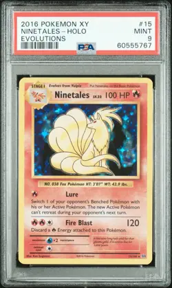 2016 POKEMON XY: EVOLUTIONS - #15/108 NINETALES HOLO - PSA 9 MINT - Image 1