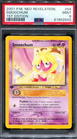 PSA 9 Pokemon 2001 1st Edition Neo Revelation Smoochum Common #54 - Image 1