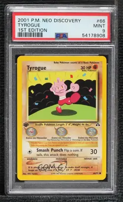 Tyrogue 1st Ed. Pokemon Neo Discovery PSA 9 MINT 2001 - Image 1