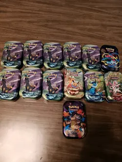 Pokemon Prismatic Evolutions;2 Mega Empty Mini Tin 13 & Art *NO PACKS OR COINS** - Image 1