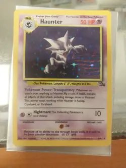 Very Rare Haunter Fossil 6/62 Blue Stain Error Misprint Holo Pokemon Card NM! - Image 1