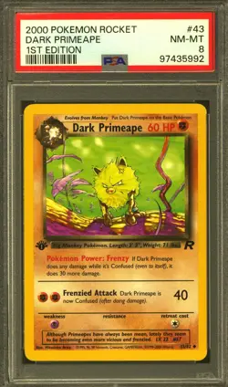Pokemon Team Rocket 1st Edition Primeape 43/82 PSA 8 - Image 1