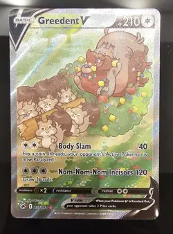Pokemon Greedent V Ultra Rare Alternate Alt Full Art Holo 257/264 Fusion Strike - Image 1