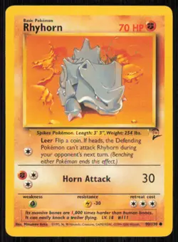 Rhyhorn 90/130 Common Base Set 2 Pokemon Lightly Played - Image 1