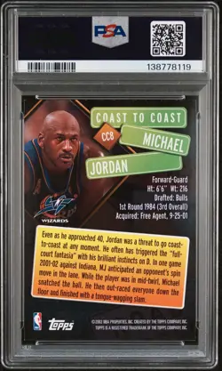 2002 TOPPS CHROME COAST TO COAST CC8 MICHAEL JORDAN PSA 9 RARE - Image 2
