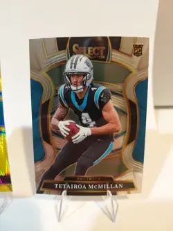 2025 Panini Select Tetairoa McMillan Green & Yellow Shock RC #144 Premier Level - Image 5