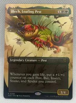 Blech Loafing Pest Borderless 298 Secrets of Strixhaven Borderless R NM MTG Card - Image 1