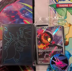 Pokemon Sealed Phantasmal Flames ETB Promo + Charizard Card Sleves and Coin - Image 1