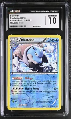 ✨✨ POP 4 CGC 10 2013 Blastoise 16/101 Plasma Blast Reverse Holo Pokemon Card - Image 1