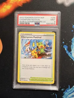 PSA 9 ENGLISH Pokemon Card Champions Festival 2022 SWSH296 Promo Mint London - Image 1