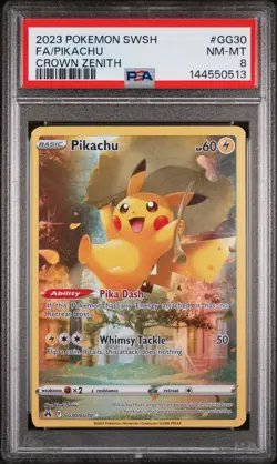 2023 POKEMON SWORD & SHIELD CROWN ZENITH #GG30 FULL ART/PIKACHU PSA 8 - Image 1