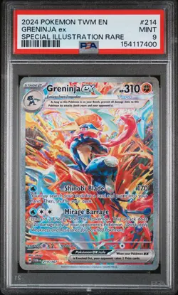 2024 POKEMON TWM EN-TWILIGHT MASQUERADE #214 GRENINJA EX PSA 9 - Image 1