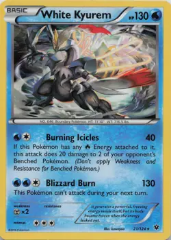 White Kyurem 21/124 Holo Rare Fates Collide Pokemon Near Mint - Image 1