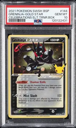 2021 POKEMON SWSH BLACK STAR PROMO #144 GRENINJA-GOLD STAR PSA 10 - Image 1