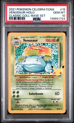2021 POKEMON CELEBRATIONS CLASSIC COLLECTION #15 VENUSAUR-HOLO PSA 10 - Image 1