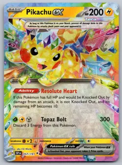 Pokemon Pikachu ex 057/191 SV Tera Full Art Holo NM - Image 1
