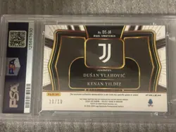24-25 Select Dusan Vlahovic/Kenan Yildiz Dual Swatch Patch Gold Prizm /10 PSA!!! - Image 4