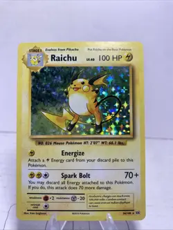 2016 Pokemon TCG Raichu 36/108 XY Evolutions Holo Rare LP+ - Image 1